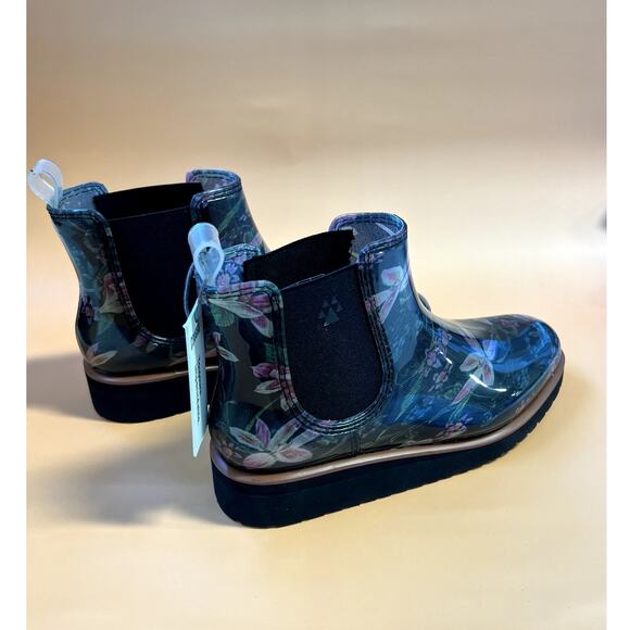 Cougar Kensington Too Chelsea Rain Boot Black Lily Floral Women's Size 6 US - Picture 5 of 7